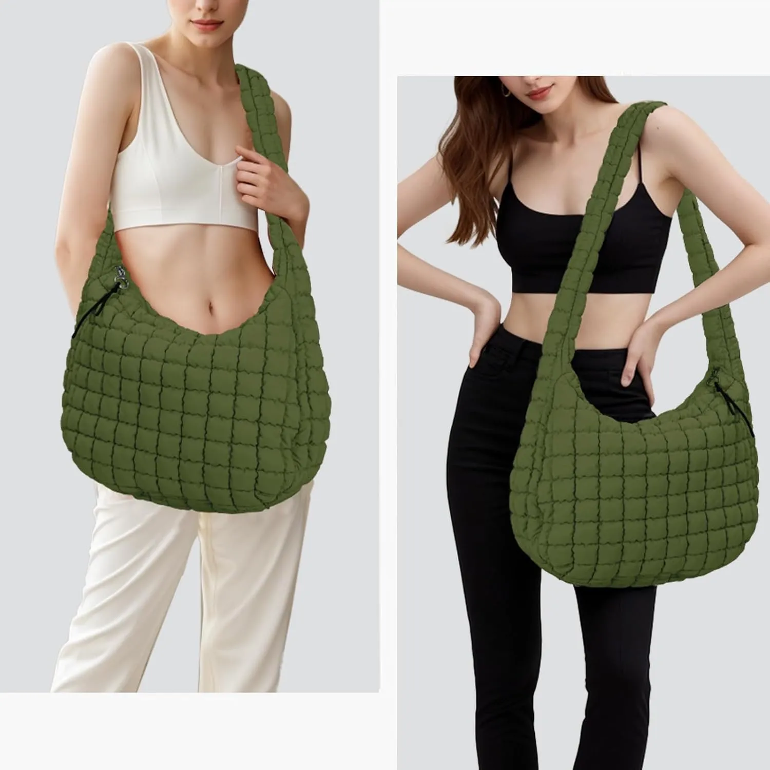 Puffer Tote Bag for Women Large Quilted Puffy Lightweight Carryall Crossbody Tote Bag for Women