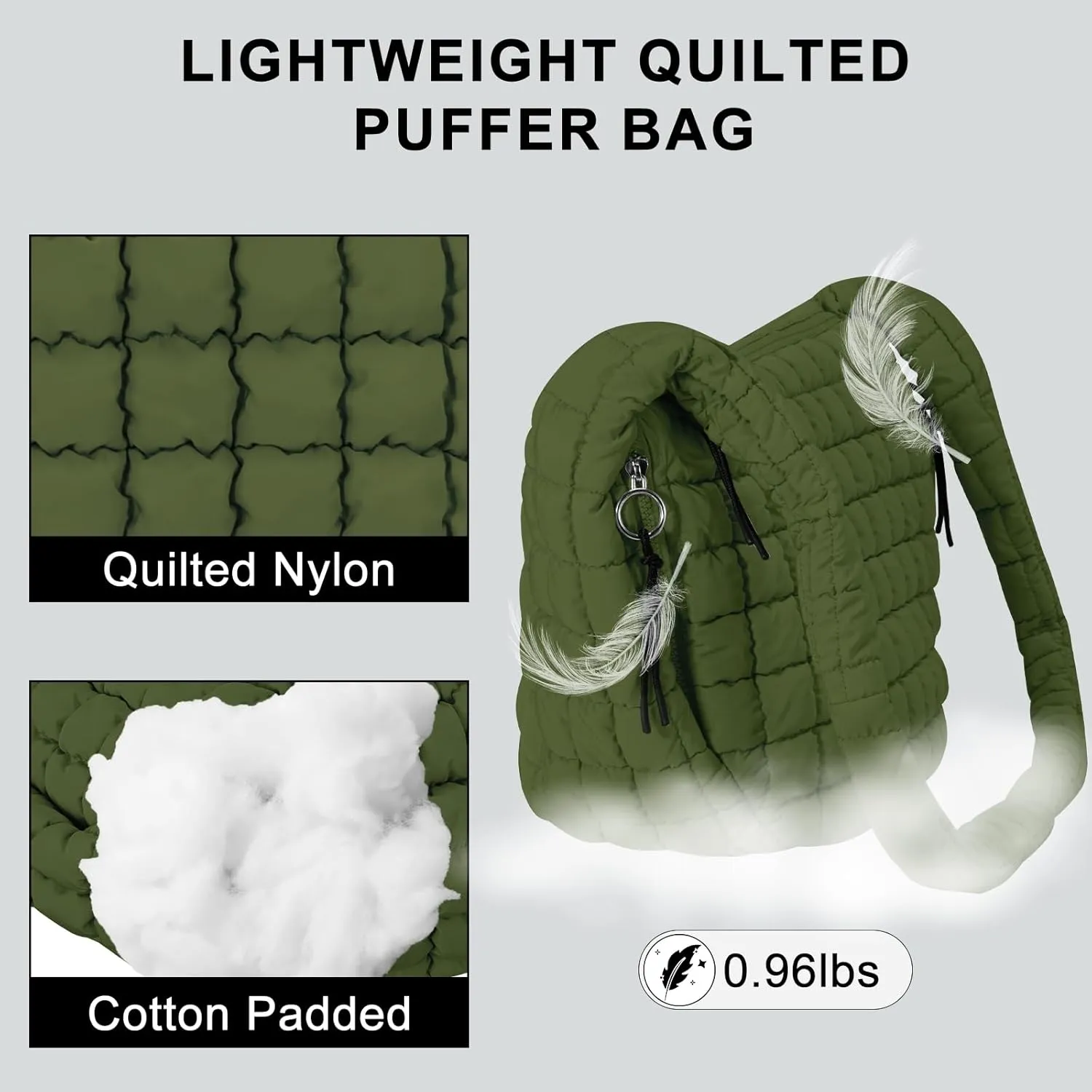 Puffer Tote Bag for Women Large Quilted Puffy Lightweight Carryall Crossbody Tote Bag for Women