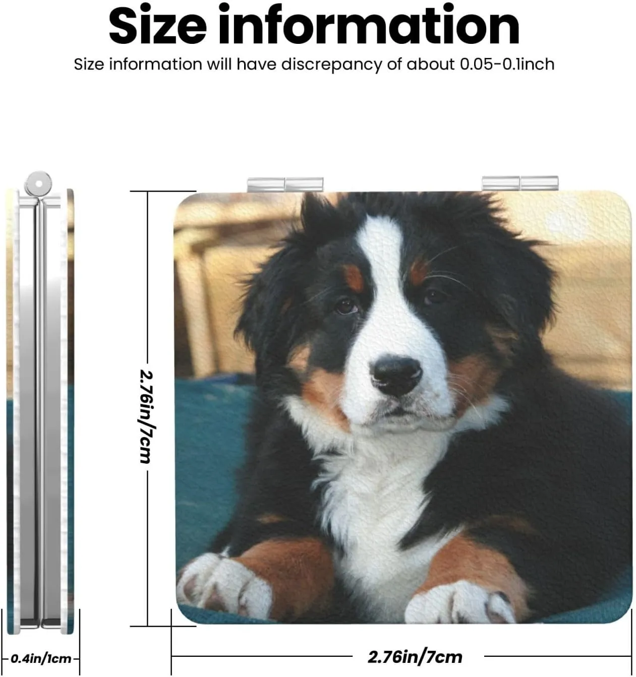 Puppy Dog Bernese Mountain Women Small Pocket Mirror Travel Cosmetic Mirror Folding Handheld Makeup Mirror