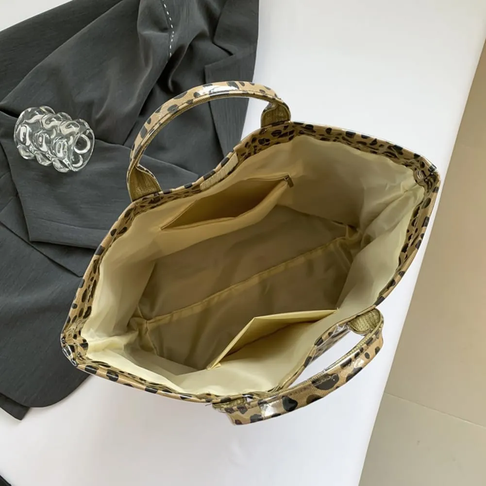 PVC Tote Bag for Women Large Letters Print Handbag Plastic Clear Tote Bag Kraft Paper Handbag