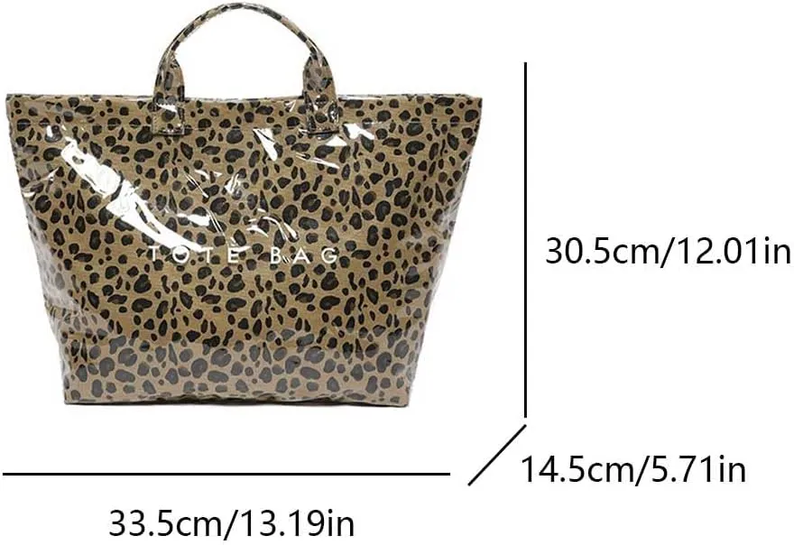 PVC Tote Bag for Women Large Letters Print Handbag Plastic Clear Tote Bag Kraft Paper Handbag