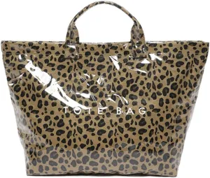 PVC Tote Bag for Women Large Letters Print Handbag Plastic Clear Tote Bag Kraft Paper Handbag