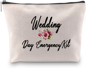 PXTIDY Bride Wedding Day Emergency Kit Bridal Shower Gift Wedding Survival Kit Makeup Bag Bride To Be Gift (Beige)