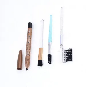 Qtqgoitem 4 in 1 Colorful Plastic Eyebrow Blush Pencil Cosmetic Kit Set for Ladies (Model: e34 70e 2b4 3a1 4db)