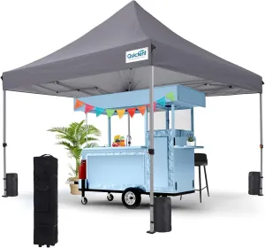 Quictent 10'x10' Heavy Duty Pop Up Canopy Tent- Easy up Outdoor Commercial Canopies, Waterproof, 11ft Interior Height, Easy Setup, Includes Sand Weight Bags and Wheeled Carry Bag (Grey)