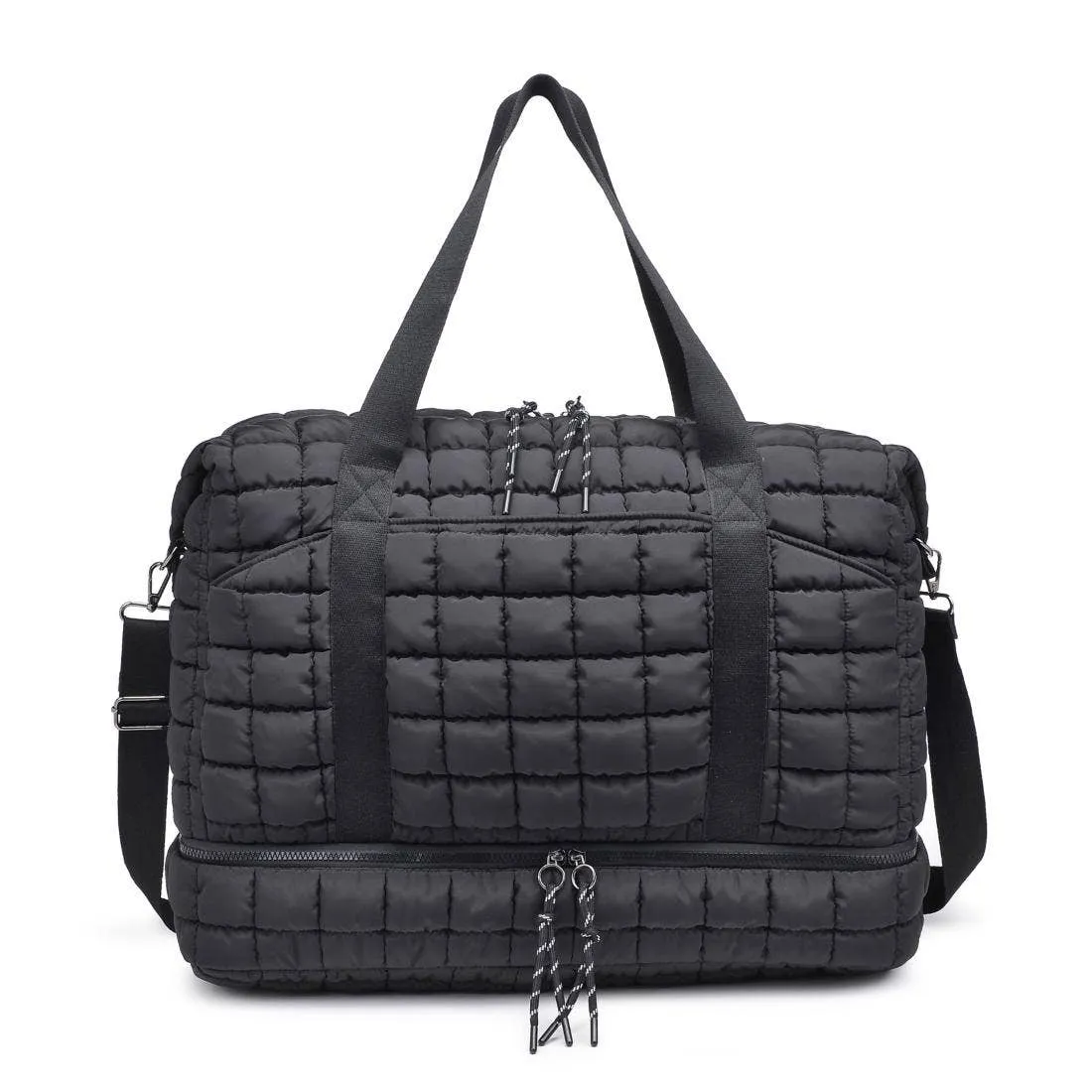 Quilted Nylon Puffer Weekender | black