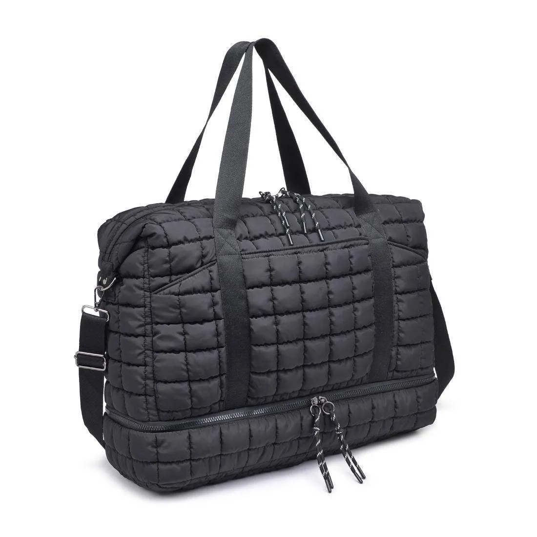 Quilted Nylon Puffer Weekender | black