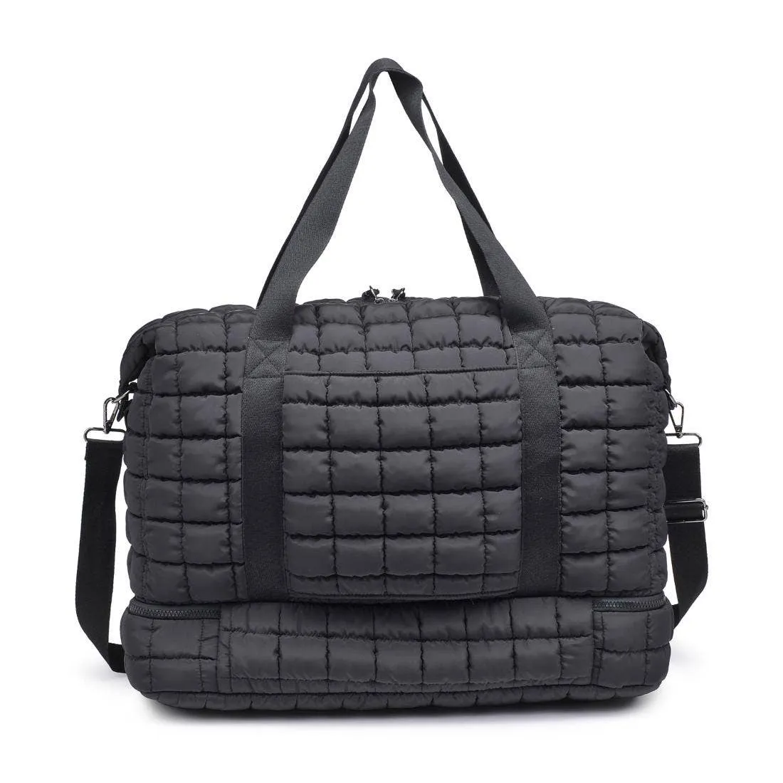Quilted Nylon Puffer Weekender | black