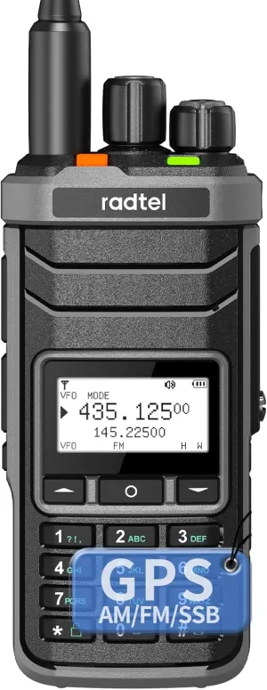 Radtel RT-860G GPS Version Multi Band Ham Radio HF UHF VHF Dual Band with AM USB LSB CW CB LW MW SW SSB Reception, 1024 Channels, 2000mAh Battery, Type-C Charging