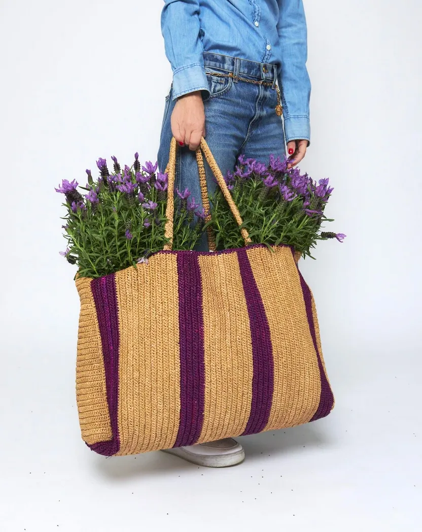 Raffia Bag Weekender pistache-apple