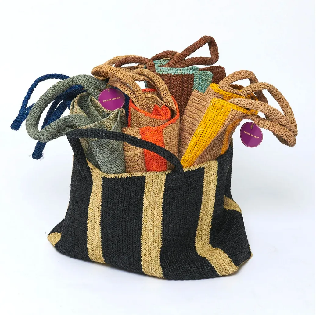 Raffia Bag Weekender pistache-apple