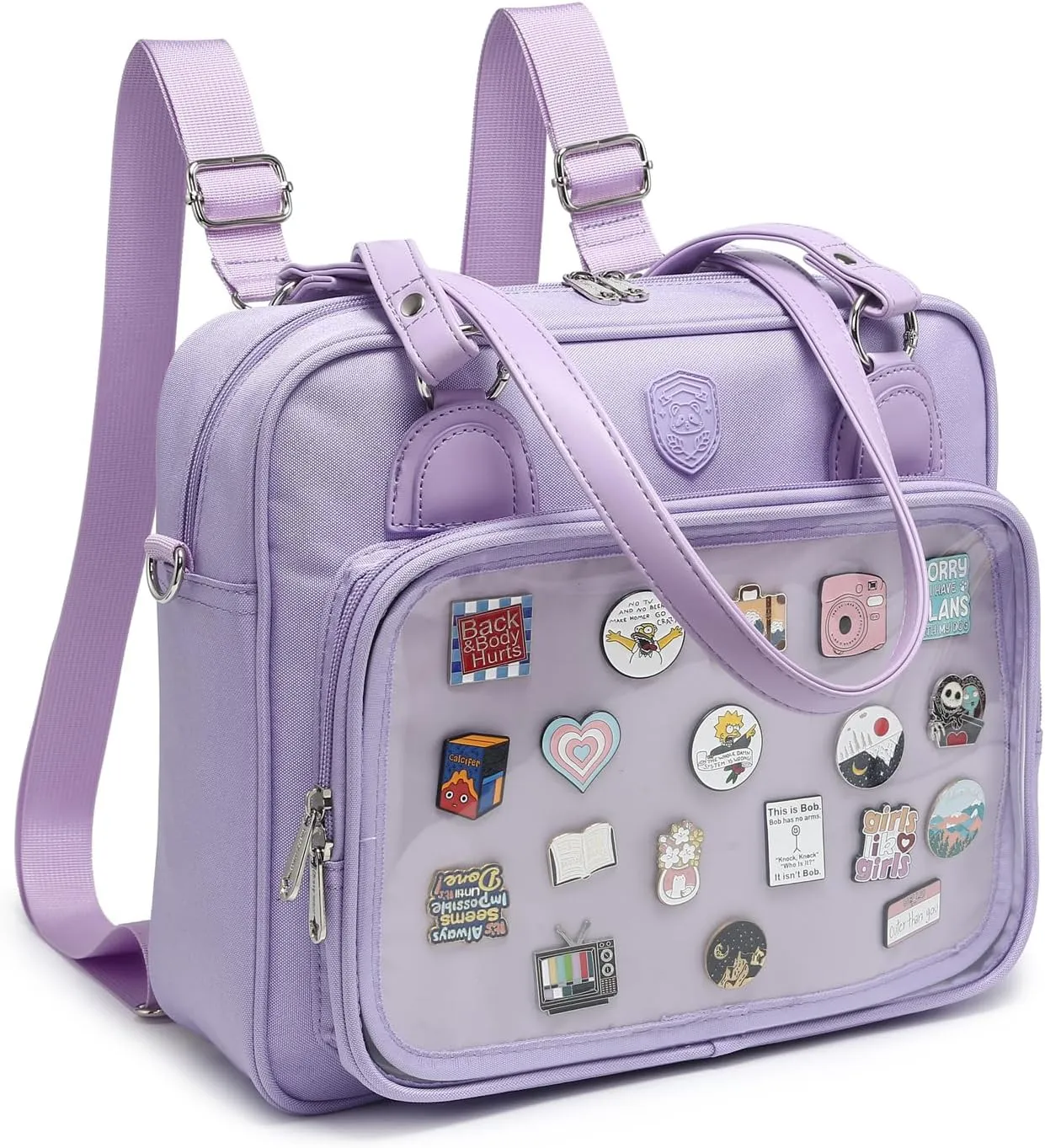 RAINBOW SMILE Canvas Ita Bag Backpack Crossbody Bag Kawaii Pin Display Bag Messenger Shoulder Bags