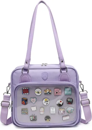 RAINBOW SMILE Canvas Ita Bag Backpack Crossbody Bag Kawaii Pin Display Bag Messenger Shoulder Bags