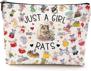 Rat Gifts Animal Lovers Gifts for Women Cute Rat Stuff Cosmetic Bag Nurse Thanksgiving Graduation Christmas Birthday Makeup Bag Funny Friendship Gifts for Friend Teen Girls Sister Daughter Rat Lovers