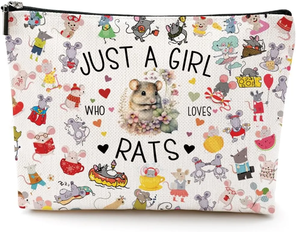 Rat Gifts Animal Lovers Gifts for Women Cute Rat Stuff Cosmetic Bag Nurse Thanksgiving Graduation Christmas Birthday Makeup Bag Funny Friendship Gifts for Friend Teen Girls Sister Daughter Rat Lovers