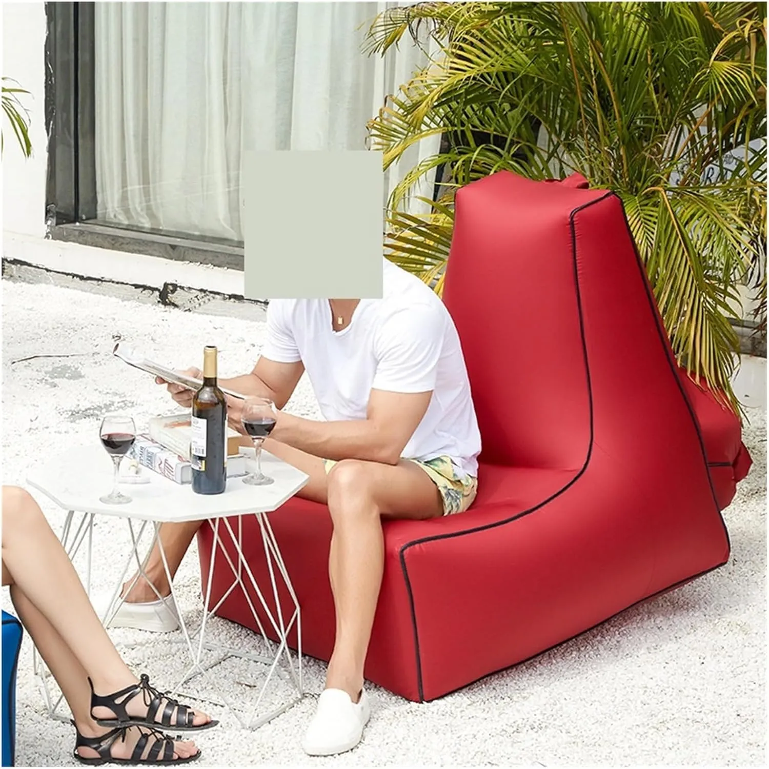 Recliner Outdoor Inflatable Sofa Square Bottom Armchair Air Beach Camping Travel Furniture Chair Tool-Free Folding Air Sofa Leisure Fit for Seat Portable (Color : 100X80X90CM)