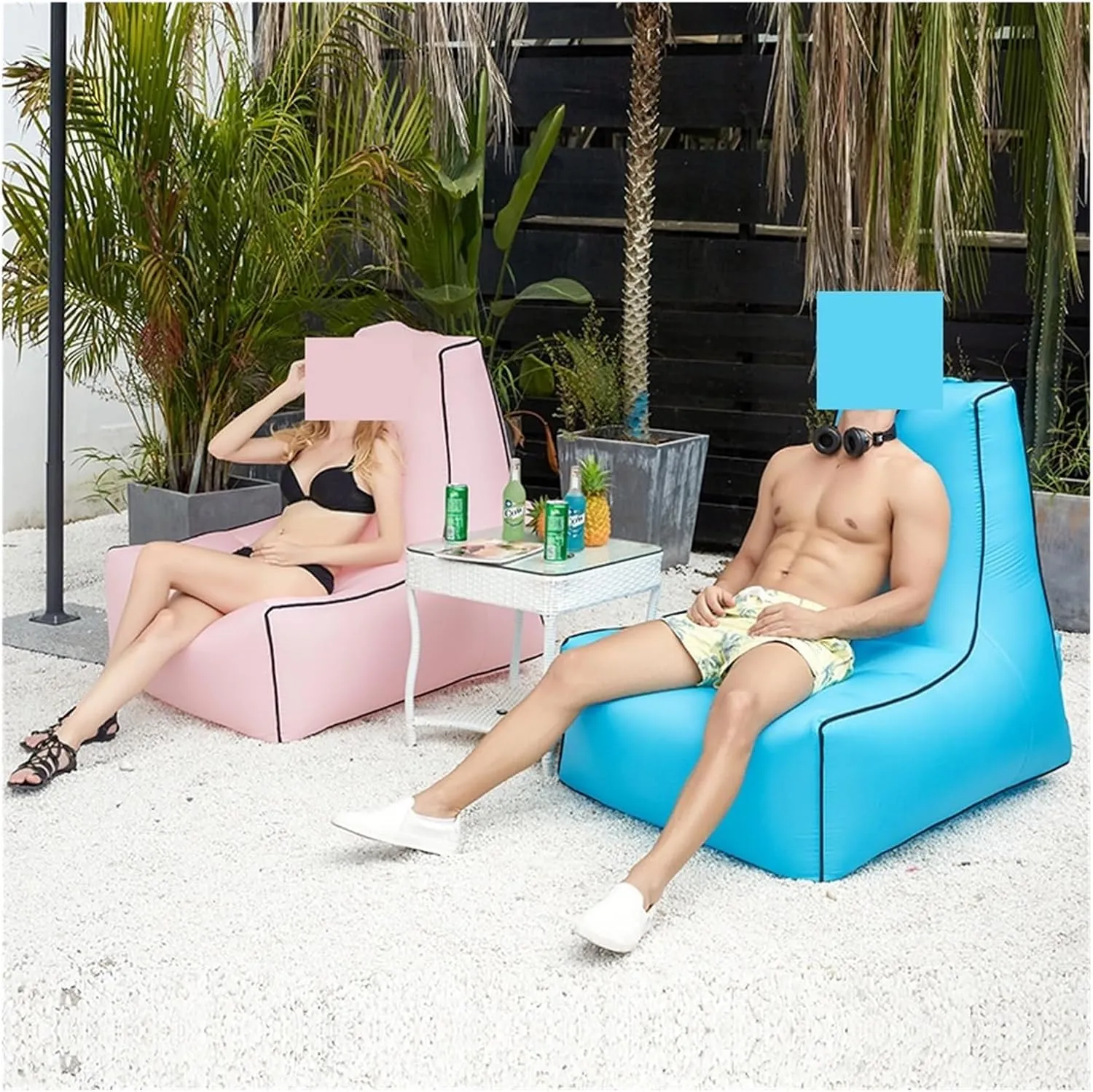 Recliner Outdoor Inflatable Sofa Square Bottom Armchair Air Beach Camping Travel Furniture Chair Tool-Free Folding Air Sofa Leisure Fit for Seat Portable (Color : 100X80X90CM)