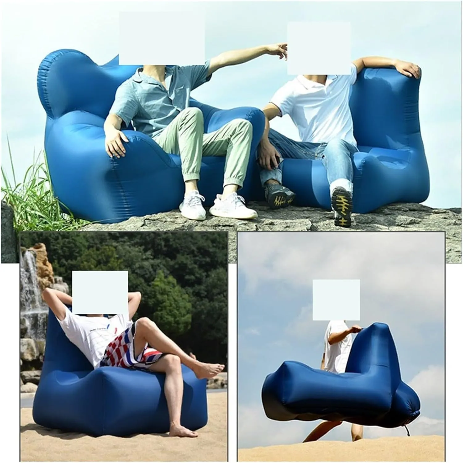 Recliner Outdoor Inflatable Sofa Square Bottom Armchair Air Beach Camping Travel Furniture Chair Tool-Free Folding Air Sofa Leisure Fit for Seat Portable (Color : 100X80X90CM)