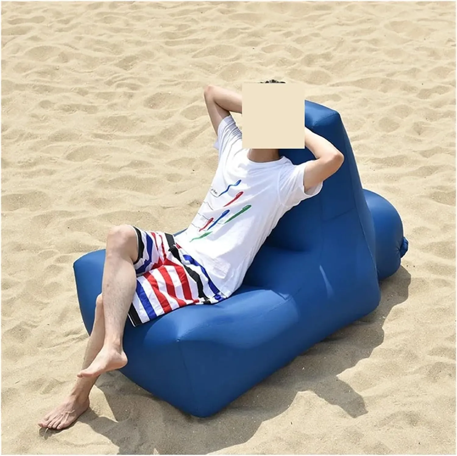 Recliner Outdoor Inflatable Sofa Square Bottom Armchair Air Beach Camping Travel Furniture Chair Tool-Free Folding Air Sofa Leisure Fit for Seat Portable (Color : 100X80X90CM)