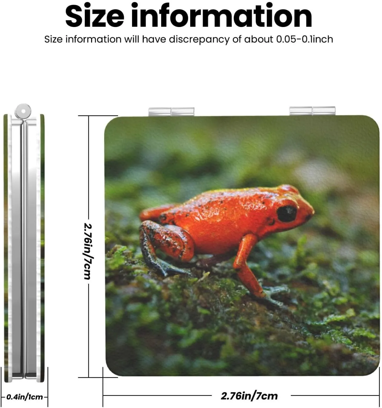 Red Poison Dart Frog Mini Makeup Mirror Portable Pocket Cosmetic Mirror Folding Compact Mirror