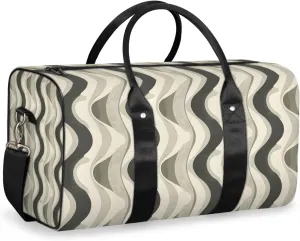 Retro Aesthetic Swirl Travel Duffle Bag for Women Men Gym Duffel Foldable Bag Waterproof Weekender Mid Century Boho Duffle Tote