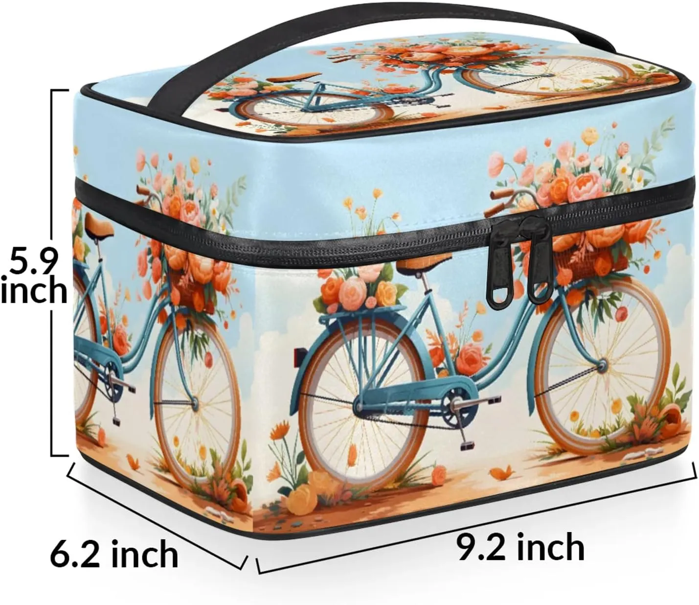 Retro Floral Travel Toiletry Bag Rose Flower Large Capacity Makeup Case Organizer with Handle Cosmetic Case for Women Girls