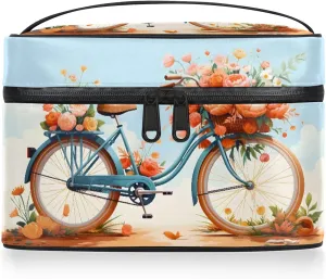 Retro Floral Travel Toiletry Bag Rose Flower Large Capacity Makeup Case Organizer with Handle Cosmetic Case for Women Girls