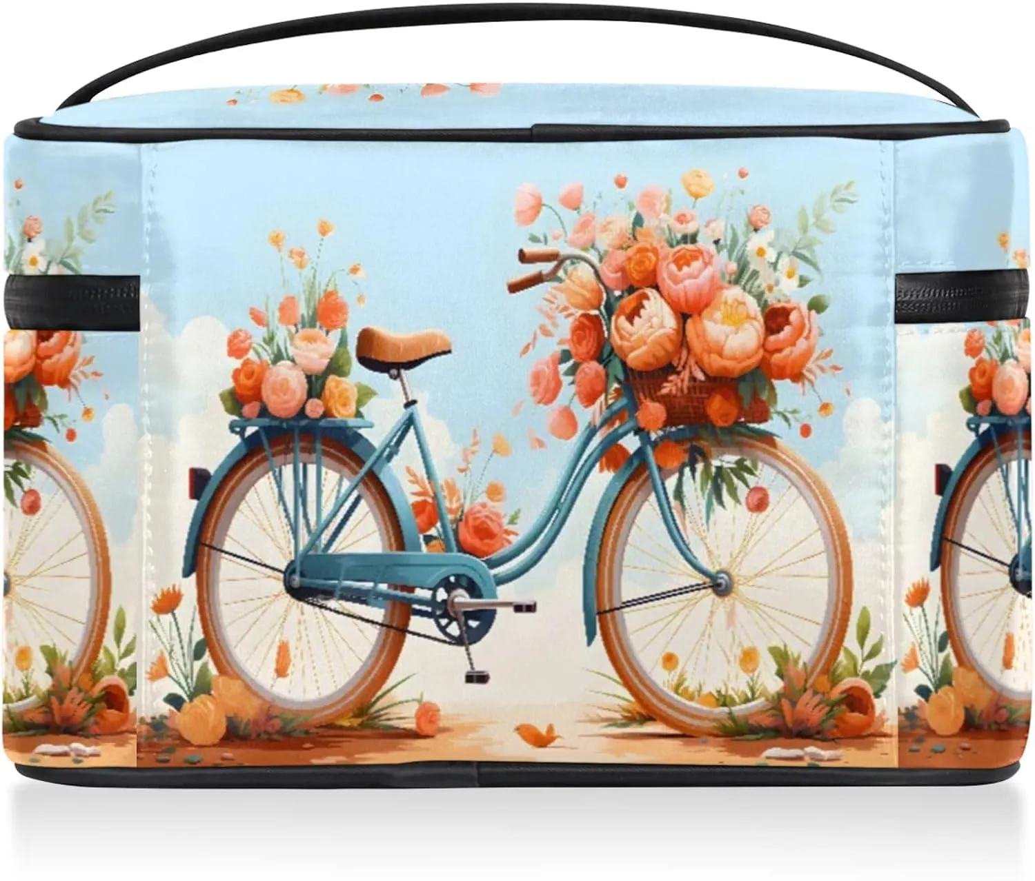Retro Floral Travel Toiletry Bag Rose Flower Large Capacity Makeup Case Organizer with Handle Cosmetic Case for Women Girls