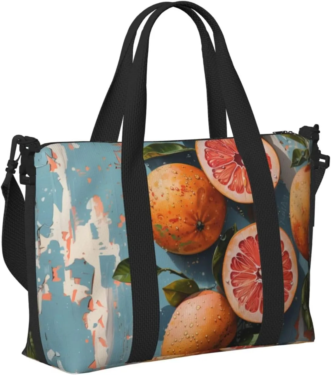 Retro orange art print Travel Duffel Bag, Sports Tote Gym Bag, Swim Pool Bag Large Shoulder Tote Bag for Beach Weekender