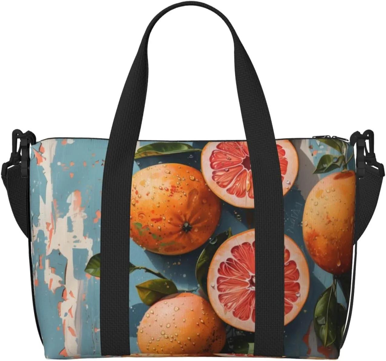 Retro orange art print Travel Duffel Bag, Sports Tote Gym Bag, Swim Pool Bag Large Shoulder Tote Bag for Beach Weekender