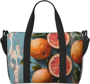 Retro orange art print Travel Duffel Bag, Sports Tote Gym Bag, Swim Pool Bag Large Shoulder Tote Bag for Beach Weekender