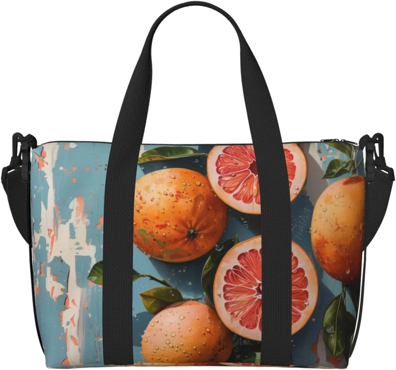 Retro orange art print Travel Duffel Bag, Sports Tote Gym Bag, Swim Pool Bag Large Shoulder Tote Bag for Beach Weekender