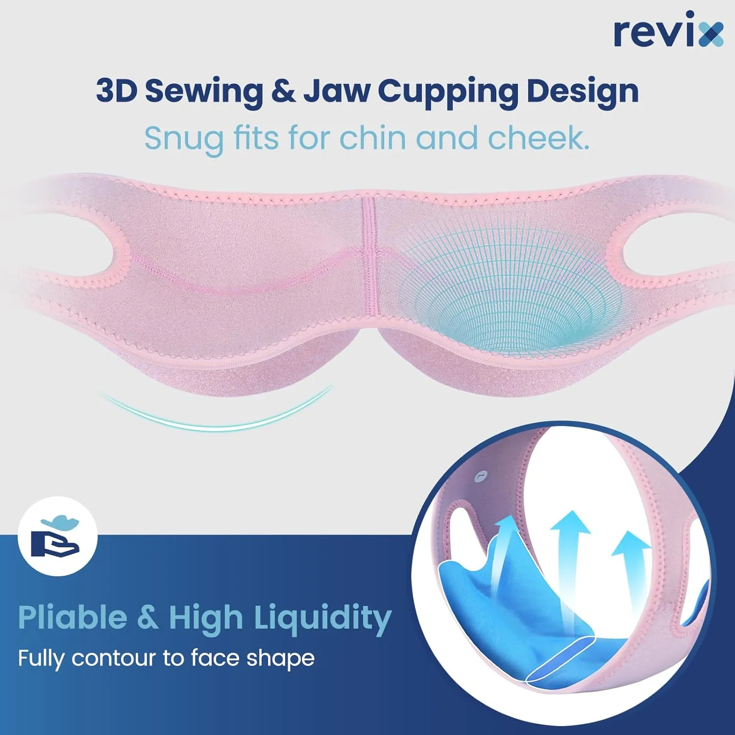 REVIX Wisdom Tooth Ice Pack Wrap with 3D Sewing Design Face Ice Wrap for Jaw, TMJ, Oral Discomfort, Teeth Removal and Dental Implants, Super Snug Fit with 4 Hot Cold Packs Reusable, Pink