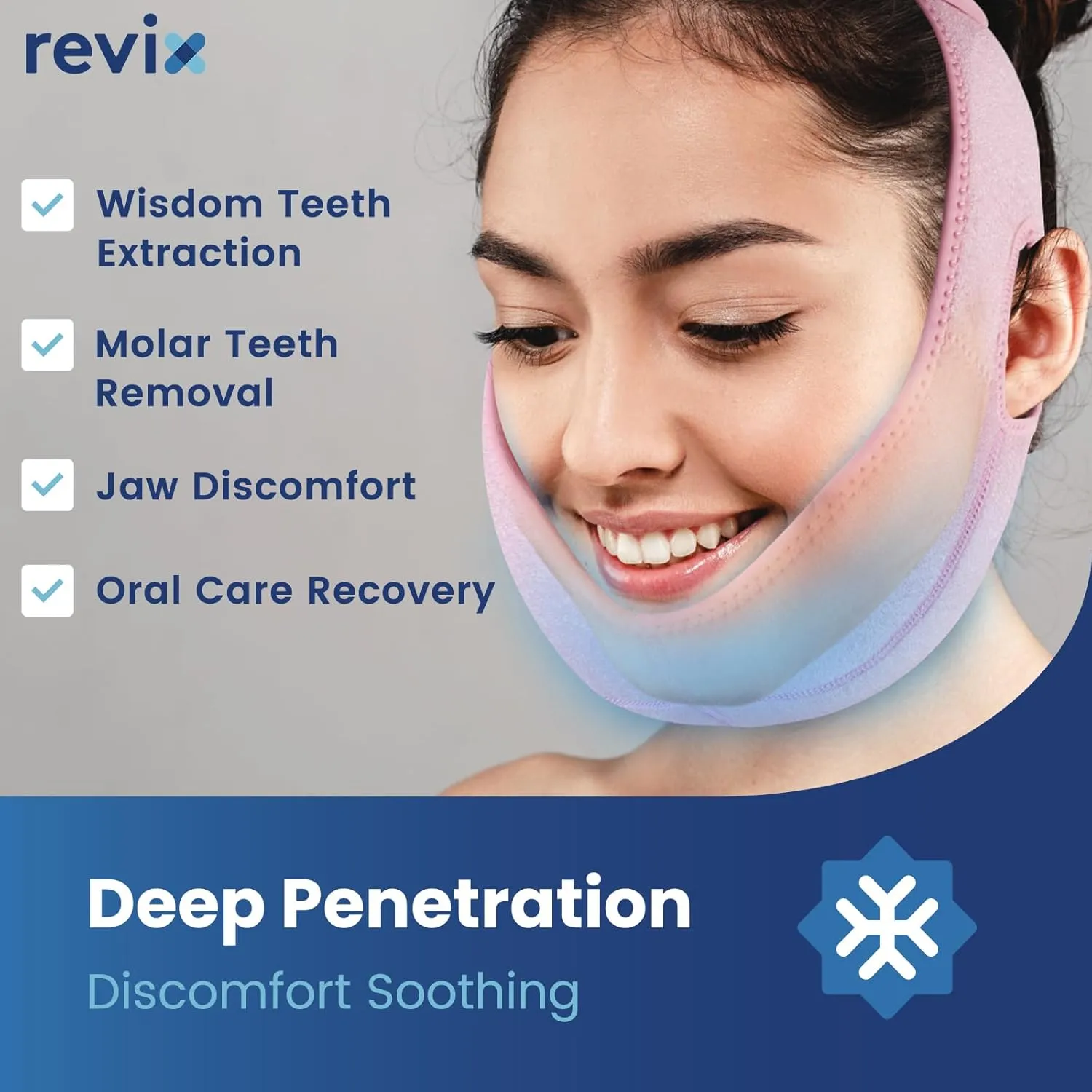 REVIX Wisdom Tooth Ice Pack Wrap with 3D Sewing Design Face Ice Wrap for Jaw, TMJ, Oral Discomfort, Teeth Removal and Dental Implants, Super Snug Fit with 4 Hot Cold Packs Reusable, Pink