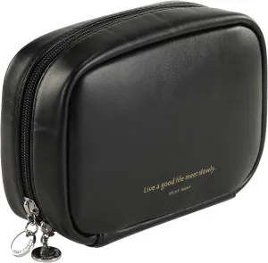RIGHT AWAY Makeup Bag,Travel Cosmetic Bag Organizer with Zipper,Waterproof Toiletry Bags Makeup Pouch for Purse, Small Make Up Bag &Cases with Compartments for Women Girls（Black）