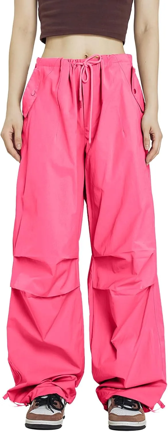 Rolanko Parachute Pants for Girls Y2K Cargo Trousers with Pockets Harajuku Jogger Pants Kids 4-14 Years