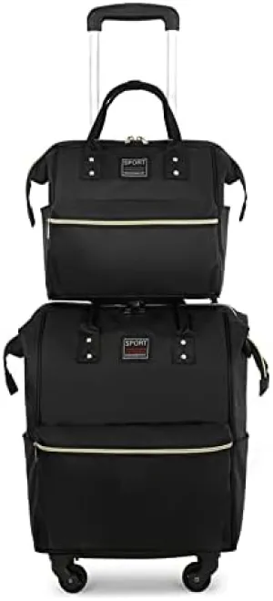 Rolling Backpack Set Diaper Bag Backpack for Women Trolley Bag Wheeled Backpack Weekender Bag Carry On Luggage for Outdoor (Blue), Black