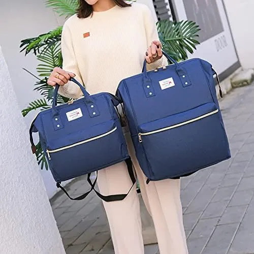 Rolling Backpack Set Diaper Bag Backpack for Women Trolley Bag Wheeled Backpack Weekender Bag Carry On Luggage for Outdoor (Blue)