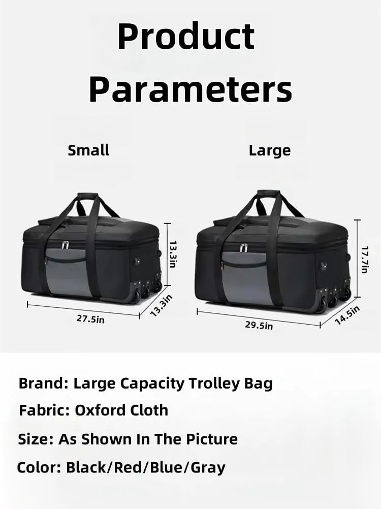 Rolling Duffel Bag with Wheels Large Travel Bag Toiletry Bag for Men Women Weekender Overnight Bag for Travel Business Trips for Travel Carry On Duffel Bag, Wheeled Travel Travel Trolly Bag