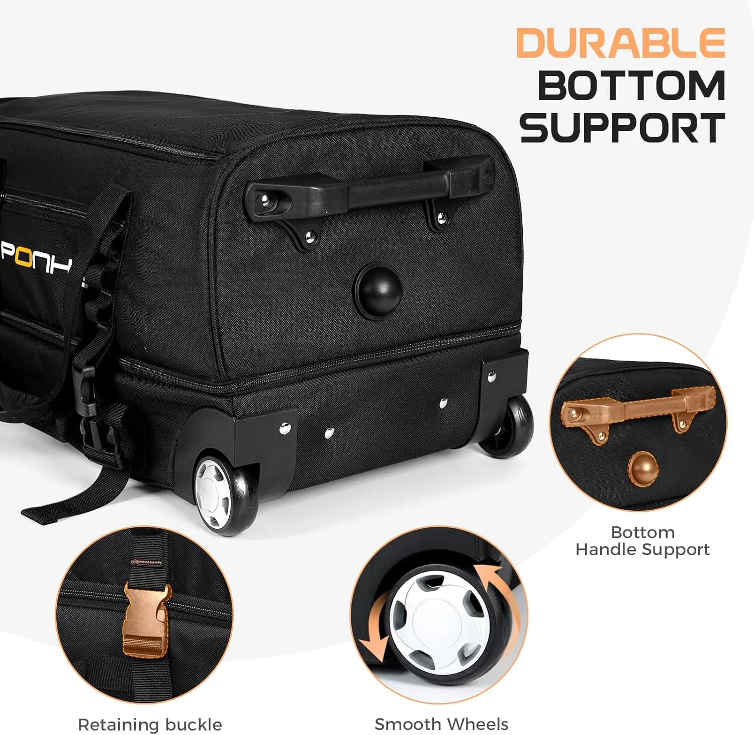 Rolling Duffle Bag With Wheels - 60L Large Wheeled Travel Duffel Bag with Shoe Compartment Water Resistant Duffle Bag for Traveling GYM Overnight Trip Weekender