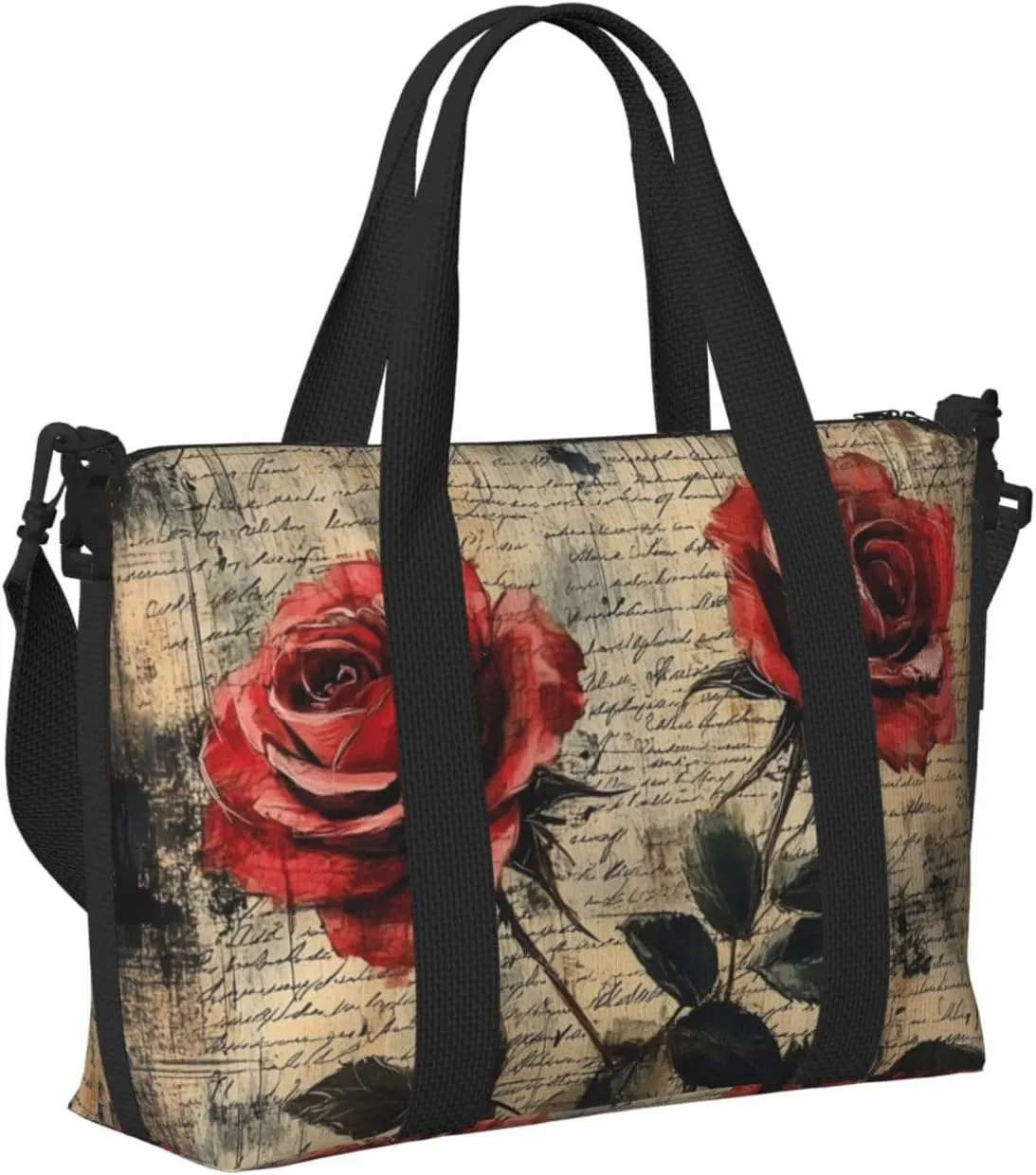 rose paper print Travel Duffel Bag, Sports Tote Gym Bag, Swim Pool Bag Large Shoulder Tote Bag for Beach Weekender