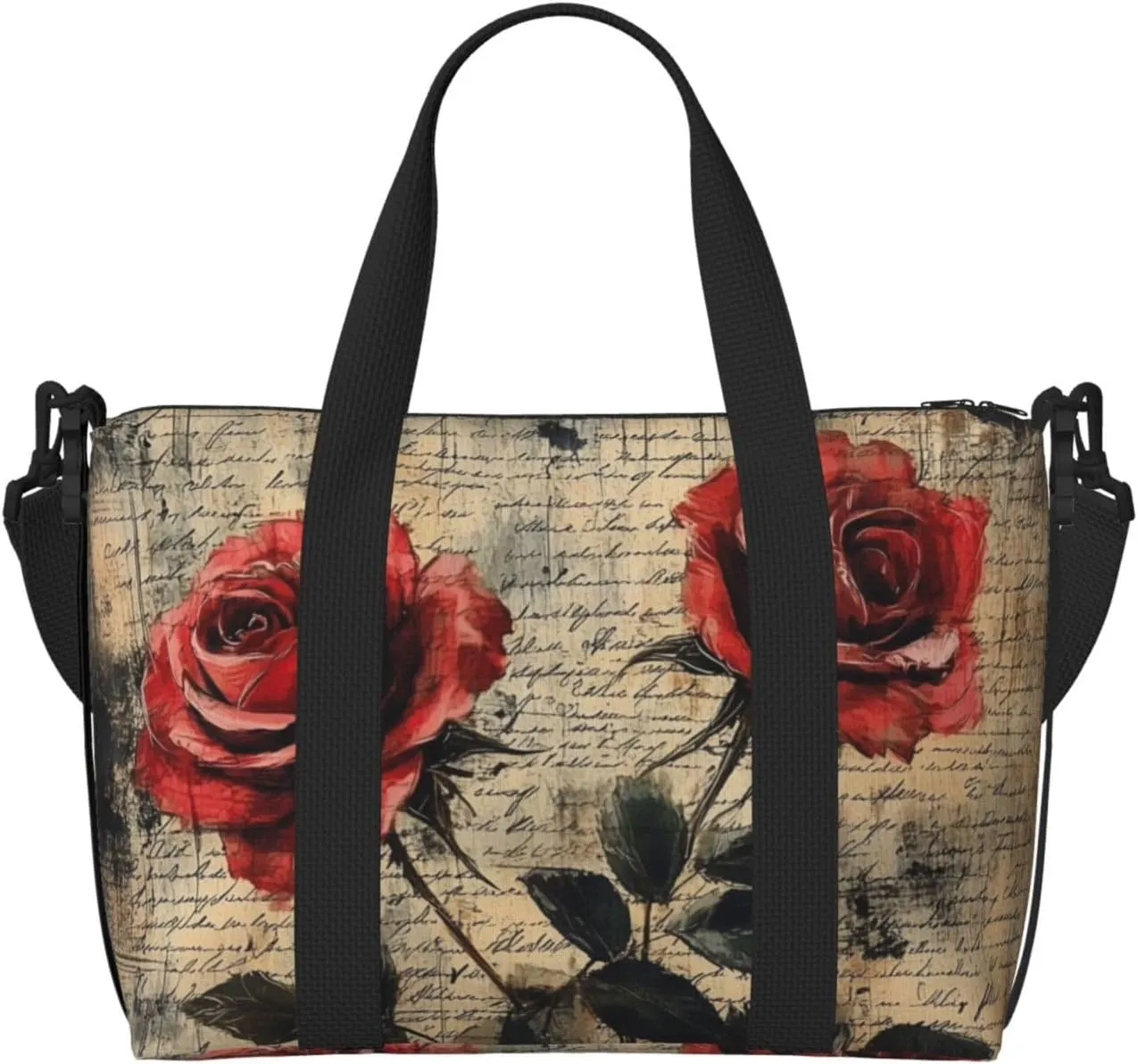 rose paper print Travel Duffel Bag, Sports Tote Gym Bag, Swim Pool Bag Large Shoulder Tote Bag for Beach Weekender