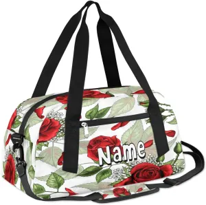 Rose Petals Aesthetic Personalized Kids Name Duffle Bag Girls Overnight Duffle Sleepover Bag Water Resistant Sport Duffle Bag for School Boys Girls Travel Duffle Bag Unique Gifts for Kids