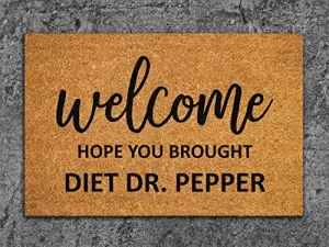 Rug Welcome with Diet Dr. Pepper Doormat Concise Style Entrance Door Mat in Any ocasion 16x24 inch Suit for Indoor/Outdoor Welcome mat,Front or doordecor