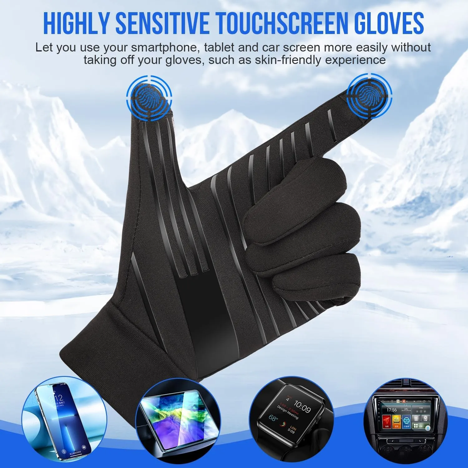 Running Gloves for Men Women Gloves with Touchscreen Fingers Anti-Slip Lightweight Fleece Lining for Winter Cold Weather Warm Hiking Running