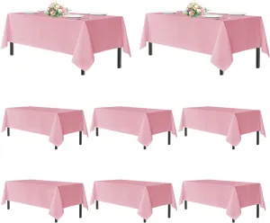 sancua Pink Tablecloths for 6 Foot Rectangle Tables, 8 Pack - Washable Polyester Fabric Table Cloth for Wedding Party, Birthday, Banquet Reception, 54x108 Inch