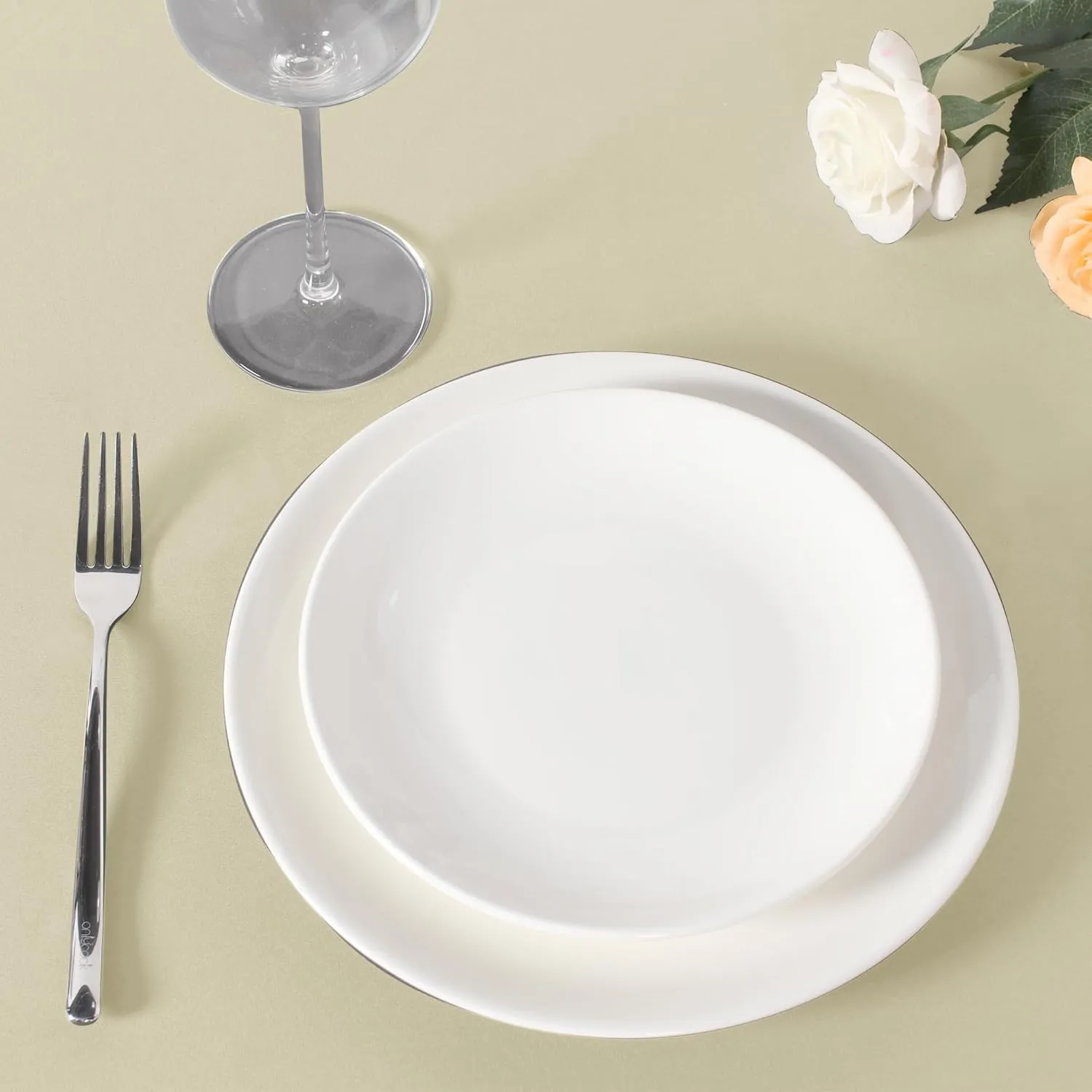 sancua Round Tablecloth 90 Inch Diameter, 8 Pack - Circle Polyester Fabric Table Cloth for Wedding Party Reception Banquet Birthday, Washable Formal Table Cover (Fit 30-72 Inch Tables), Beige