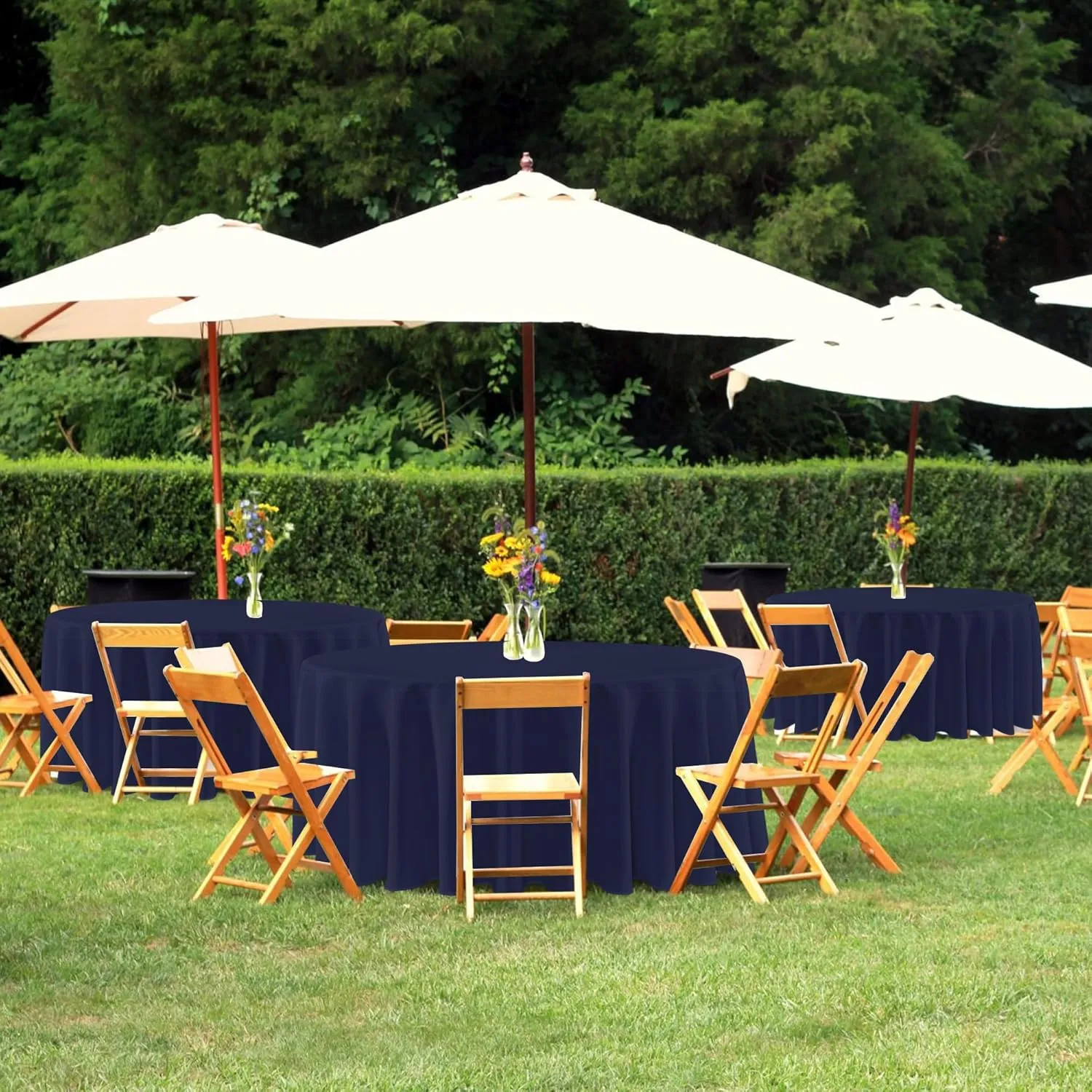 sancua Round Tablecloth 90 Inch Diameter, 8 Pack - Circle Polyester Fabric Table Cloth for Wedding Party Reception Banquet Birthday, Washable Formal Table Cover (Fit 30-72 Inch Tables), Navy Blue