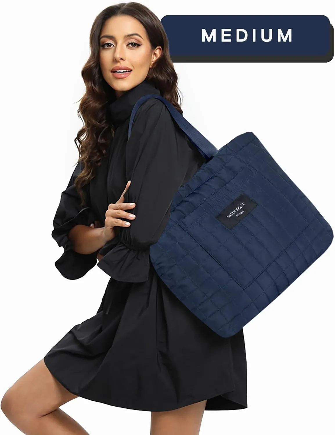 SATINSAINT Large Tote Travel Bag for Women, Lightweight Quilted Carry-All Shoppers Tote for Travel, Work, Gym and Casual Use