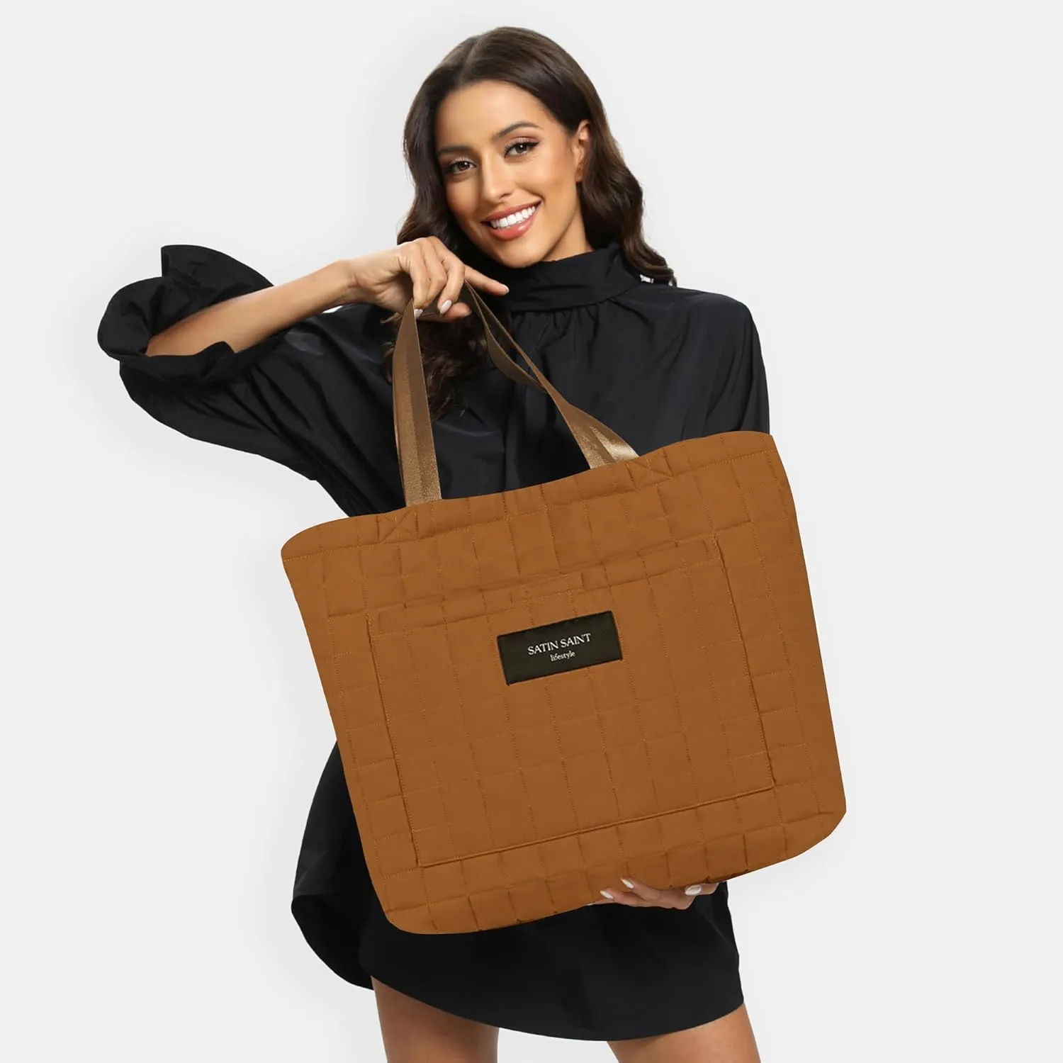 SATINSAINT Large Tote Travel Bag for Women, Lightweight Quilted Carry-All Shoppers Tote for Travel, Work, Gym and Casual Use